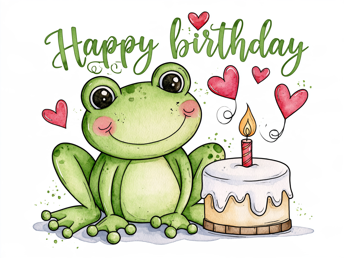 Watercolour Birthday Frog