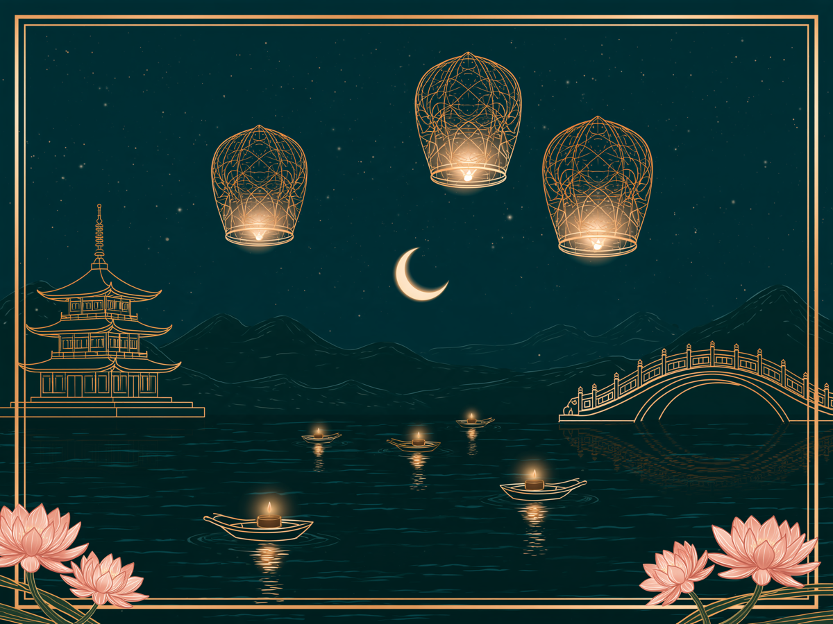 Lanterns on Still Water