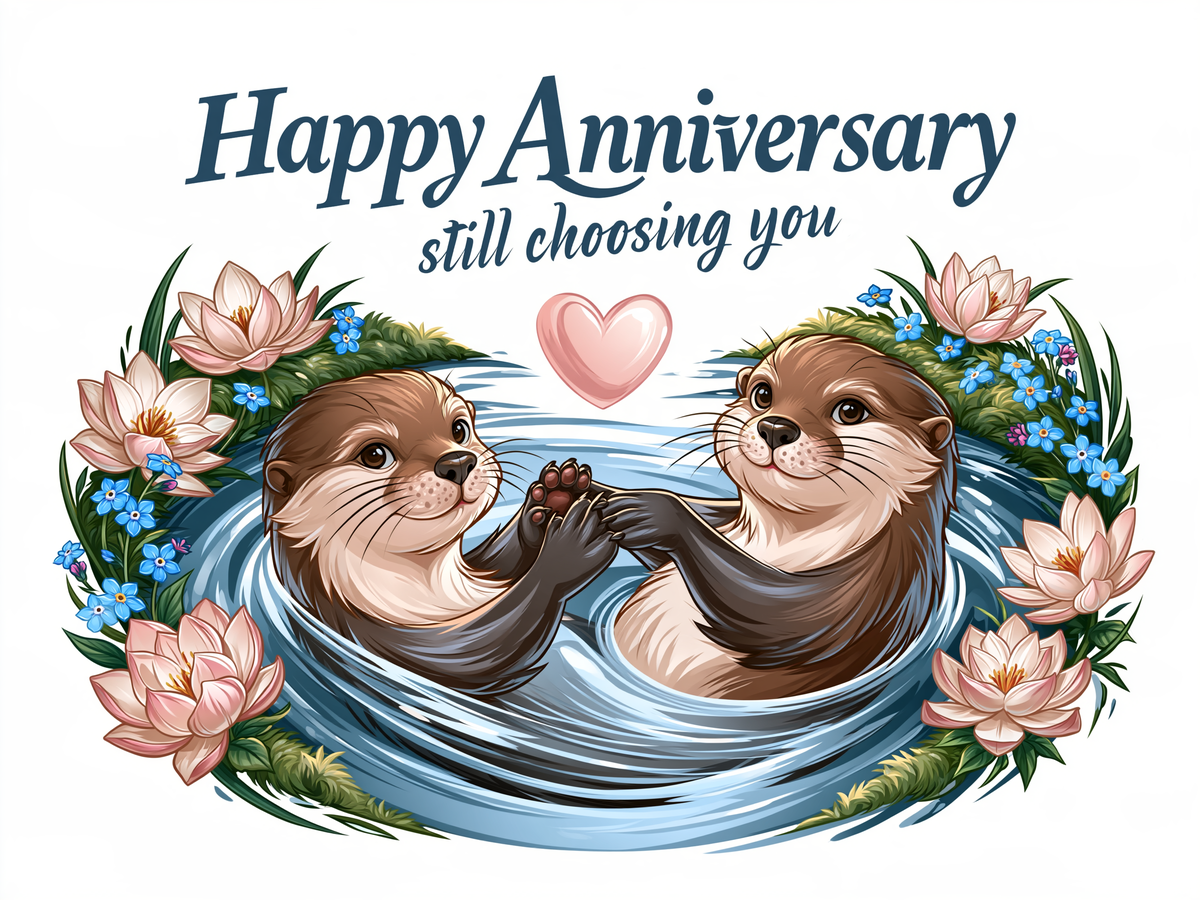 Otters in the Lotus Pool