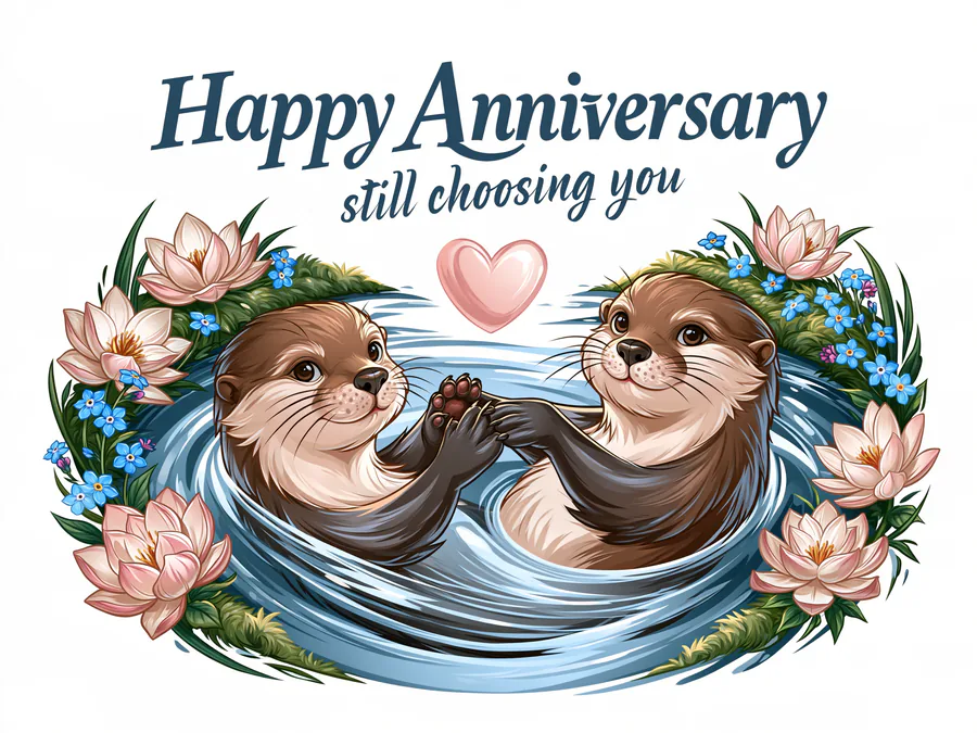 Otters in the Lotus Pool