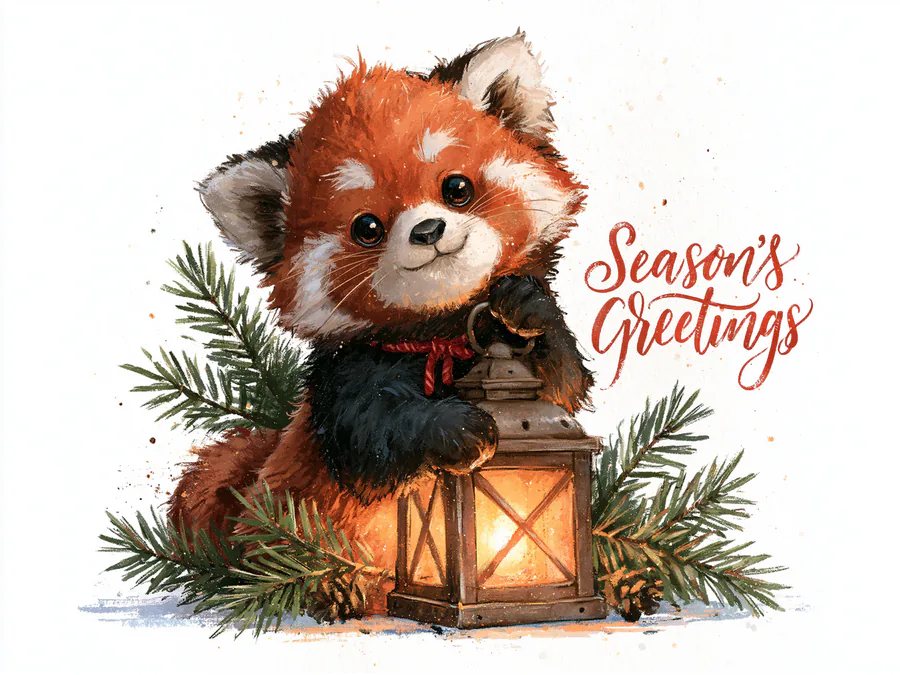 Season's Greetings Red Panda