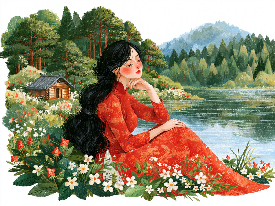 Lakeside in Red